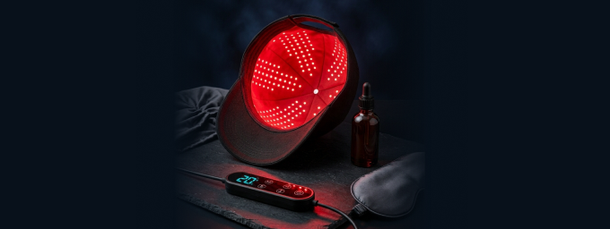 Illuminated red light therapy cap with controller