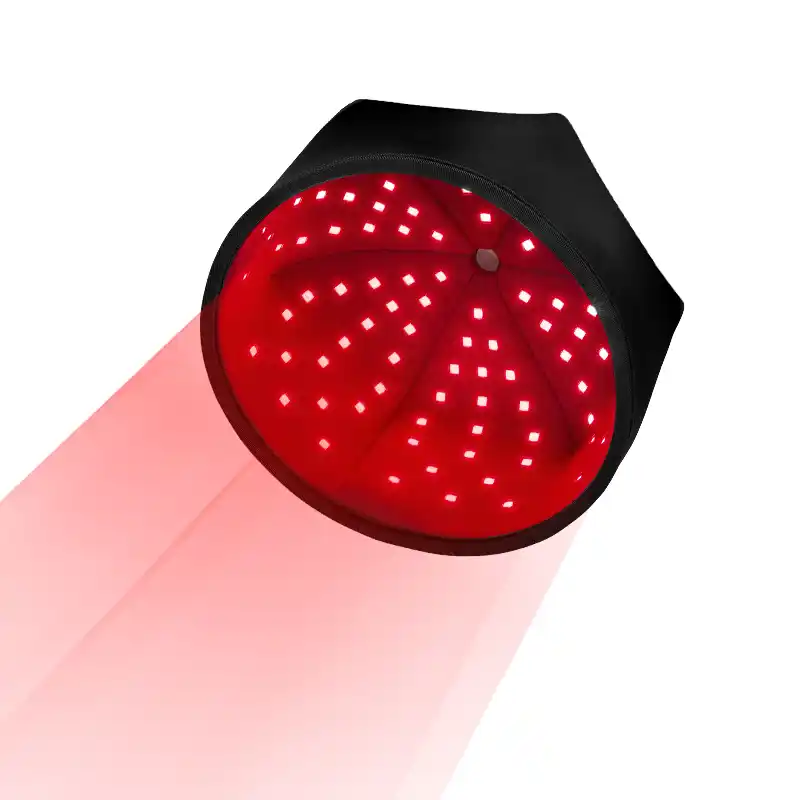 Red light therapy device emitting focused red light for skin and health benefits.