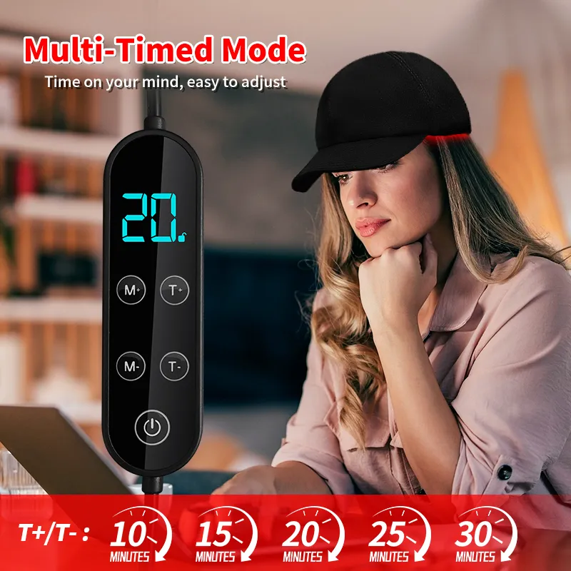 Red light therapy cap with LED lights for scalp and hair care