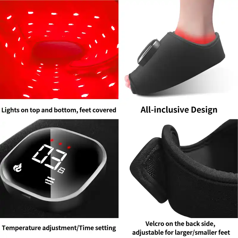 Technical specifications comparison table of smart red light therapy ankle wraps