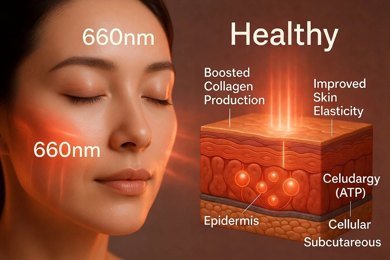 660nm red light skin collagen therapy