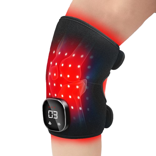 Wearable red light therapy knee wrap with LED lights for knee recovery and wellness